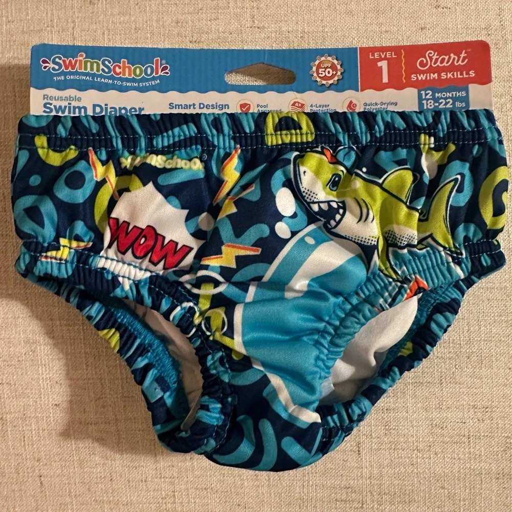 Boys Reusable Blue Shark Swim Diaper